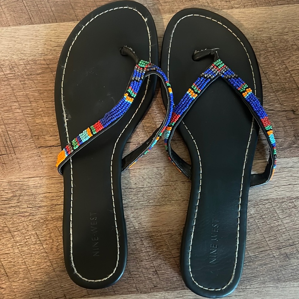 Nine West Beaded Sandal Black Size 11